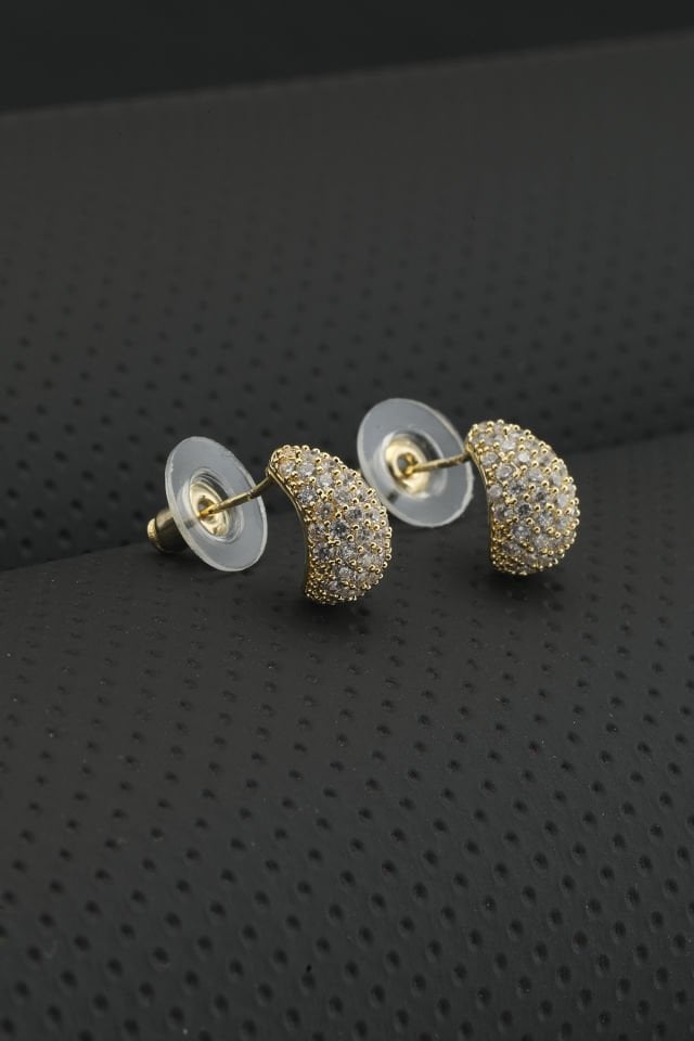 Zirkon Taşlı Mini Damla Model Pirinç Küpe